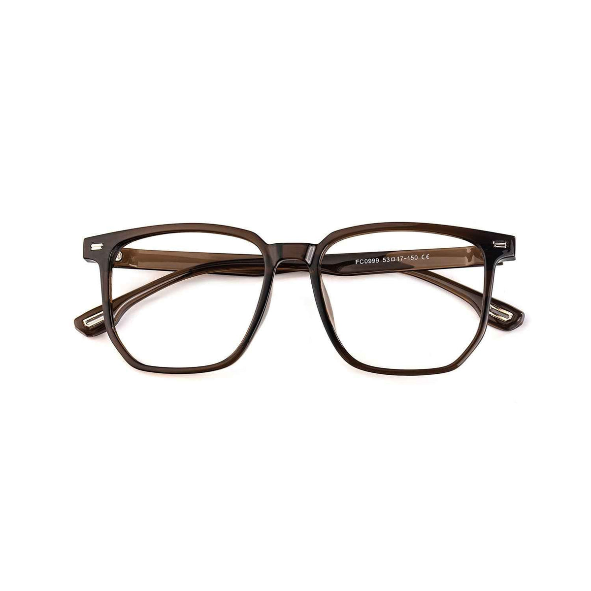 Osken dark brown square acetate eyeglasses fit view