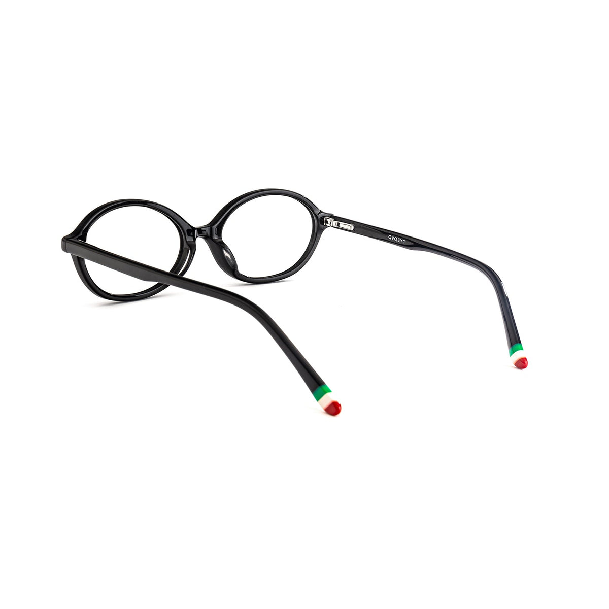 Helina black oval acetate eyeglasses detail view