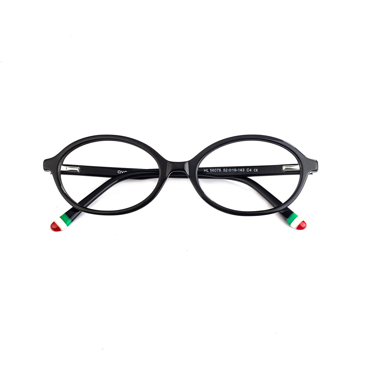 Helina black oval acetate eyeglasses fit view