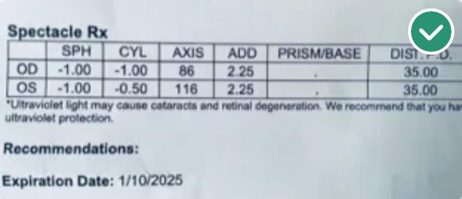 Correct prescription example