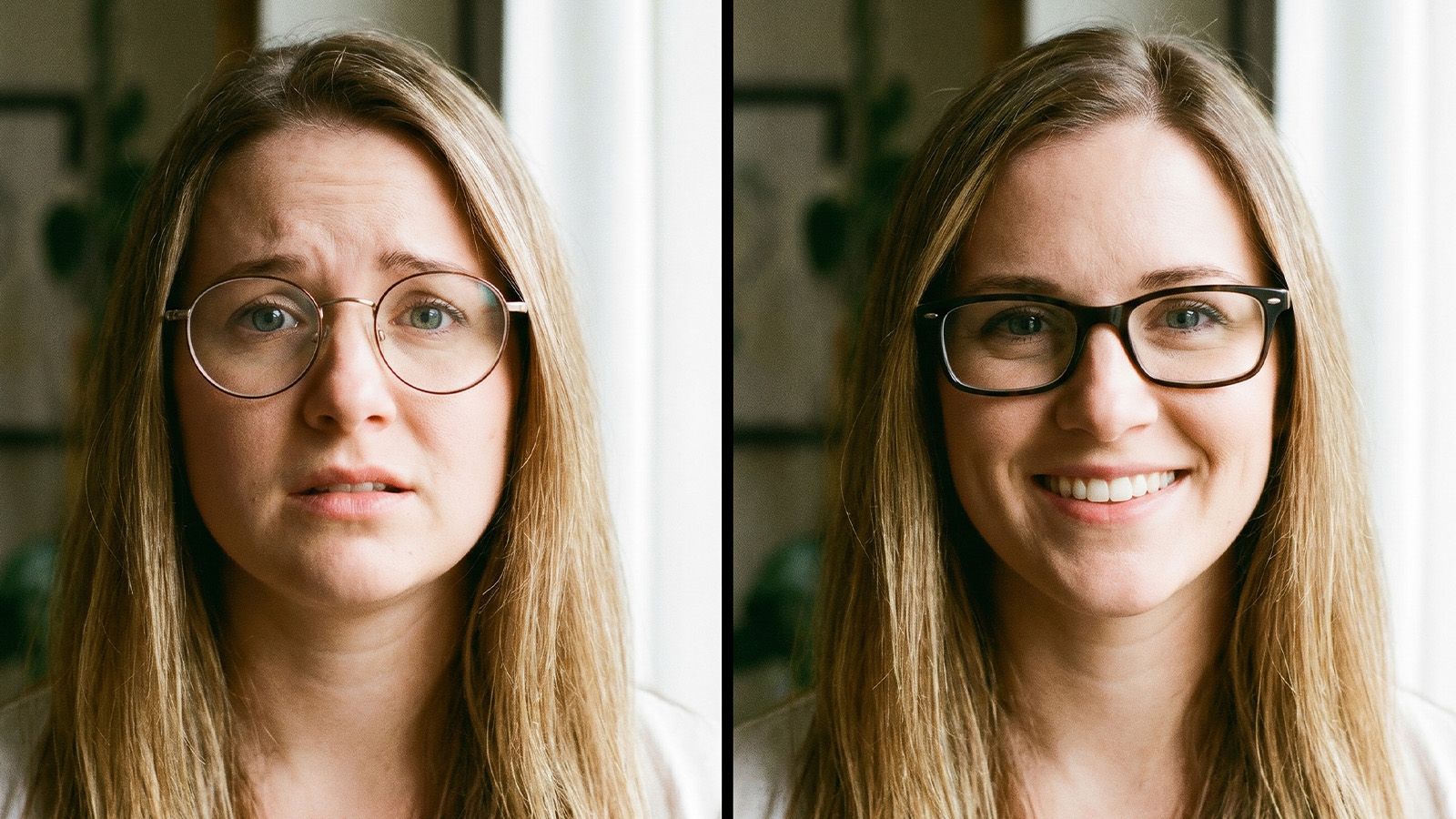 Round vs rectangle glasses comparison on same round face